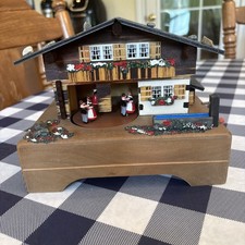 Vintage Reuge Swiss Wood Chalet Dancing Couples Trio Music Box Works LOVELY picture