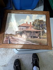 Framed Photo Print Railroad Depot Amqui Station Train Station Scene Wood Frame picture