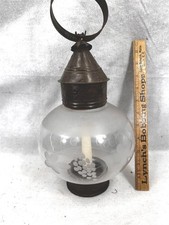 antique round onion etched glass candle lantern lamp original rare 18th 19thc picture