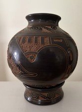 Mayan Olmec Quetzalcoatl Serpent Pottery Vase Nicaragua San Juan De Oriente Sign picture