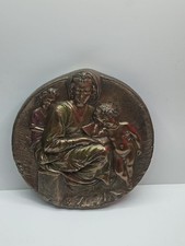 Vintage Veronese Madonna and Child Wall Plaque Bronze Finished Relief Medallion picture