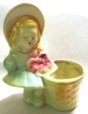VINTAGE SHAWNEE ART POTTERY BONNET GIRL FIGURINE PLANTER MCM FIGURE picture