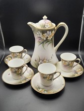 Antique Nippon Chocolate Pot Set with Cups & Saucers  Flowers Morimura Bros picture