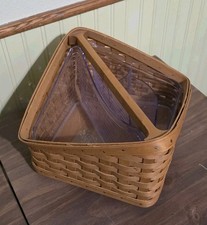 Vtg Longaberger 2006 Utensil Lazy Susan Organizer Basket w 2 Hard Plastic Liners picture