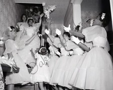 1950s Black Bride Throwing Bouquet to Her Bridesmaids, Vintage Photo Reprint picture