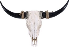 31-Inch Resin Longhorn-Inspired Cow Skull Wall Decor, Antique Bull Head picture