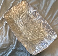 Vintage Arthur Court Fish Embossed Aluminum/Pewter Dish Tray Platter 19x11 in picture