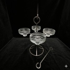 Erik Hoglund Boda Glassworks 4 Arm Iron Candelabra 3 Hanging Rods Kosta Boda picture