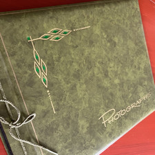 Vintage Herald Square Photo Album Unused Green Foil Accents Black Paper 11x 14 picture