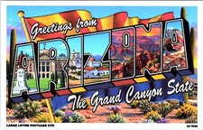 Greetings from the ARIZONA Large Letter Linen postcard  6J-H26 picture