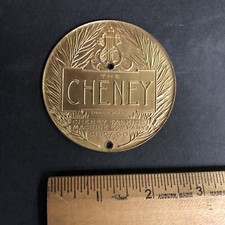 Vintage Cheney # 3M561—Talking Machine PHONOGRAPH Lid Brass ID Badge picture