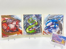 Pokemon Groudon Kyogre Rayquaza Shikishi Art Card Gold Silver leaf BANDAI 3set picture