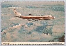 TWA 747 Above the Clouds Vintage Airplane Postcard Posted 1971 Jamaica Airmail picture