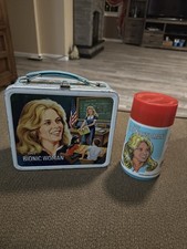 Bionic Woman 1978 Aladdin Vintage Metal Lunchbox and Thermos picture