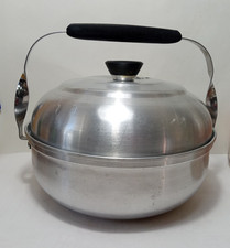 Vintage MIRRO Serving Oven Bun Bread Warmer 3pc Aluminum Vented Lid picture