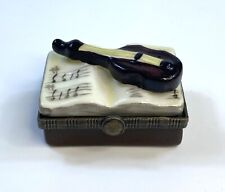 Porcelain Hinged Trinket Box Violin Music picture