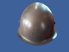 WWII ERA DANISH M/39 ROYAL GUARD HELMET WITH LINER AND LEATHER CHIN STRAP picture