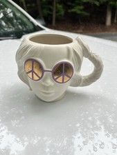 Groovy Face Mug Peace Sign Sunglasses 3D Sheffield Home Hippie 16oz Ceramic Pot picture