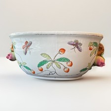 Vintage Hua Rong Tang Zhi Chinese Porcelain Fish Bowl Koi Figural Handles picture