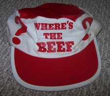 Vintage Where's The Beef Red and White Painters Hat Style Hat Made In U.S.A. picture