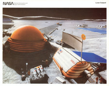 Vintage Original NASA Lunar Outpost Moon Base Habitat Concept Art Poster 8.5x11 picture
