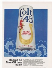 Vintage  1970 Colt 45 Malt Liquor Original  Print Ad ~ Take Off Time Again picture