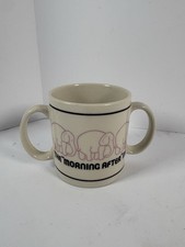 1Vintage 1982 DMA Designs Morning After Mug Pink Elephant Double Handle Japan picture