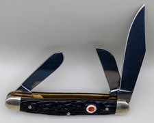 Vintage H Boker & Co Solingen Germany 3-Blade Stockman Pocket Knife Black Jigged picture
