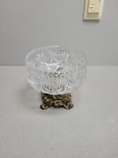 Hollywood Regency Etched Glass Centerpiece Compote with Metal Base picture