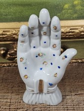 VTG 1950s Porcelain Painted Flowers Hand Shaped Trinket Dish, 5.5