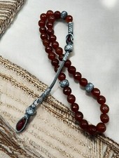 Red amber tasbeeh 925 carat silver picture