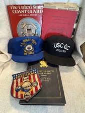 Vintage US Coast Guard Militaria Lot -USCGC Ingham- Patch, Hats, 3 books - read picture