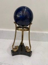 Vintage Great City Traders Lapis Lazuli Sphere on Brass and Obsidian Base picture