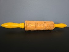 Vintage Wood Springerle Rolling Pin Shortbread Cookie Wood Mold picture