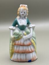 Hand Painted Vintage Porcelain Victorian Lady /  Dinner Bell Figurine, Japan  picture