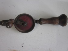 Vintage Egg Beater Hand Drill w/Removable Bit Storage Handle Cap 11 1/2