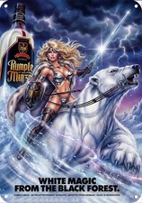 1980's RUMPLE MINZE Sexy Woman Sword Riding Polar Bear DECORATIVE METAL BAR SIGN picture