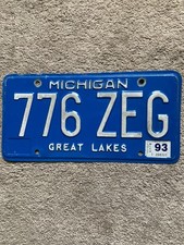 1993 Michigan License Plate - 776 ZEG - Nice picture