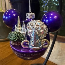 Disney Mickey Ears Icon Ornament, Four Parks One World, Walt Disney PURPLE RARE picture