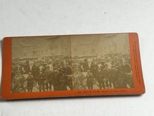 1888 Great Market Day Quebec Canada Stereoview Photo Snow Storm Kilburn picture