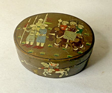 Vintage Hand Painted Lacquer Ware Trinket Box Kashmir India picture