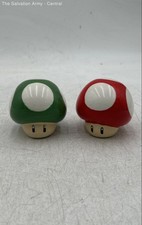 Multicolor Ceramic Mario Style Mushroom Salt And Pepper Shakers Set Of 2 picture