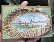 Antique 1910s Souvenir Fulda Minnesota Sea Shell Boat Beach Postcard Posted picture
