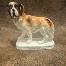 Vintage mid-century timberline Lodge, Oregon St. Bernard figurine, dog souvenir picture