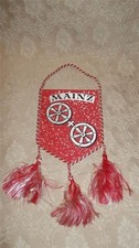 VINTAGE SOUVENIR PENNANT MAINZ GERMANY CAMPINGPLATZ MAARAUE MAARAVE SILK TASSELS picture