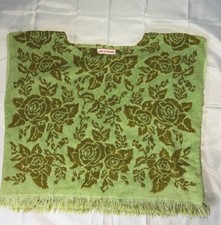 Junk Drawer Clothing Upcycled Vintage Callaway Towel Poncho Crop Top Fringe Gre picture