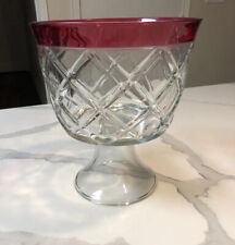 Large Crystal Clear Glass Pedestal Footed Bowl Compote 8.5