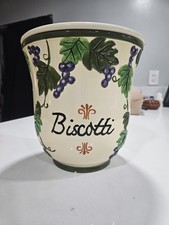 Vintage Nonnis Biscotti Cookie Jar with Lid, Handmade, Handpainted,Free Shipping picture