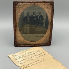 Tintype 3 Couples Photograph Victorian Era Markland Beach Weir Family Antique picture