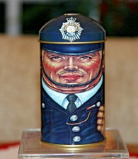 VTG 1970s Cap-Tins Policeman Tin Container Helmet Lid Daher Tin Box Co England picture
